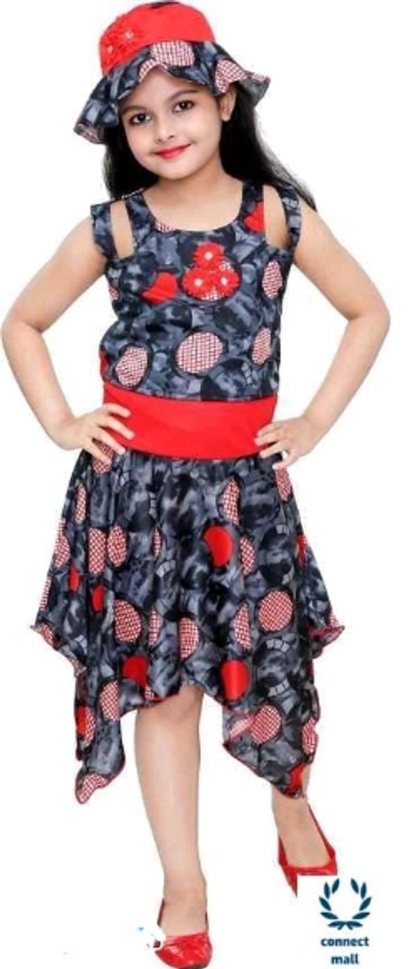 Cutiepie Black Sleveless Printed Funky Girl Frock - 6-7 Yeas